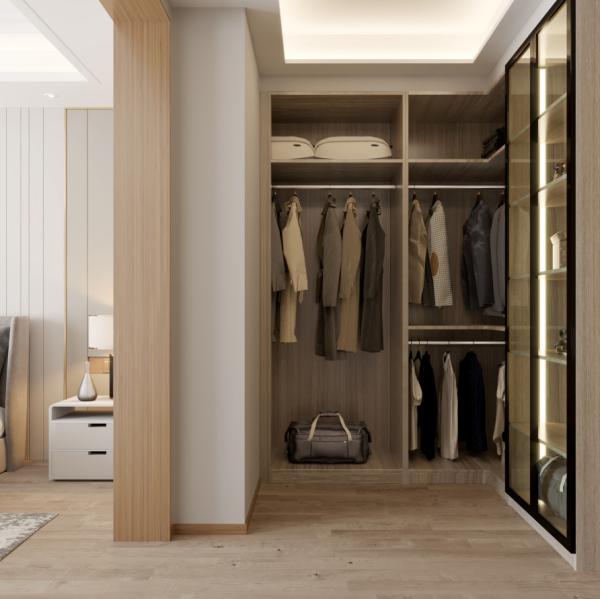 Adjustable 8x8 Walk In Closet Organizer Wooden Lacquer U Shaped For Bedroom