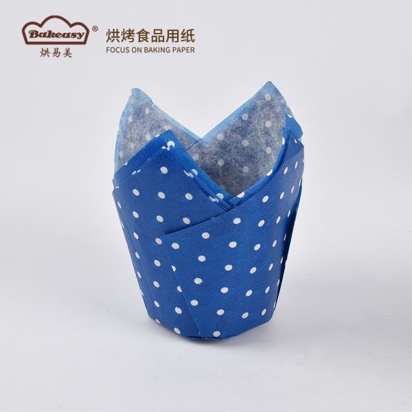 Tulip Shape Muffin Baking Paper Cups, Oil Proof Thick Parchment Cupcake Liners, Disposable Decorative Cake Paper Holders for Birthday Wedding Bakery Supplies