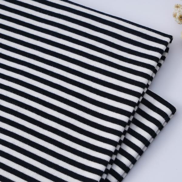 Dureble And Soft Comfortable Skin-Friendly Striped Knit Fabric For Casual T-Shirt