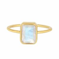 925 joyería plateada oro sólido único de la fábrica del diseño de Sterling Silver 18K Ring Large Moonstone Ring Fine