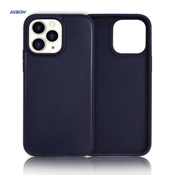 TPU PC Blank Phone Cases Double Groove Wood Inlay Phone Case Black
