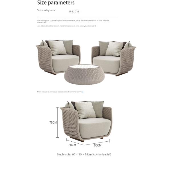 Restaurant Outdoor Light Luxury PE Rattan Sofa Set Patio Waterproof Metal Furniture