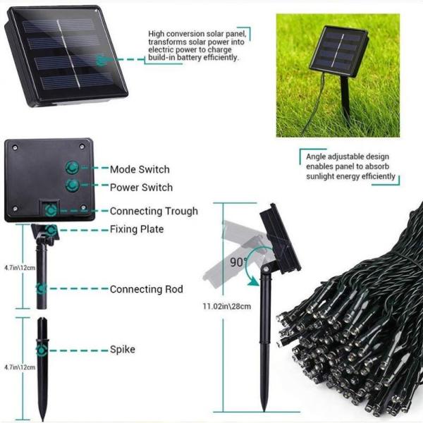 8 Modes Solar Waterproof IP65 Christmas Light, Led Solar String Light,  Fairy Solar Landscape Light  Garden Outdoor