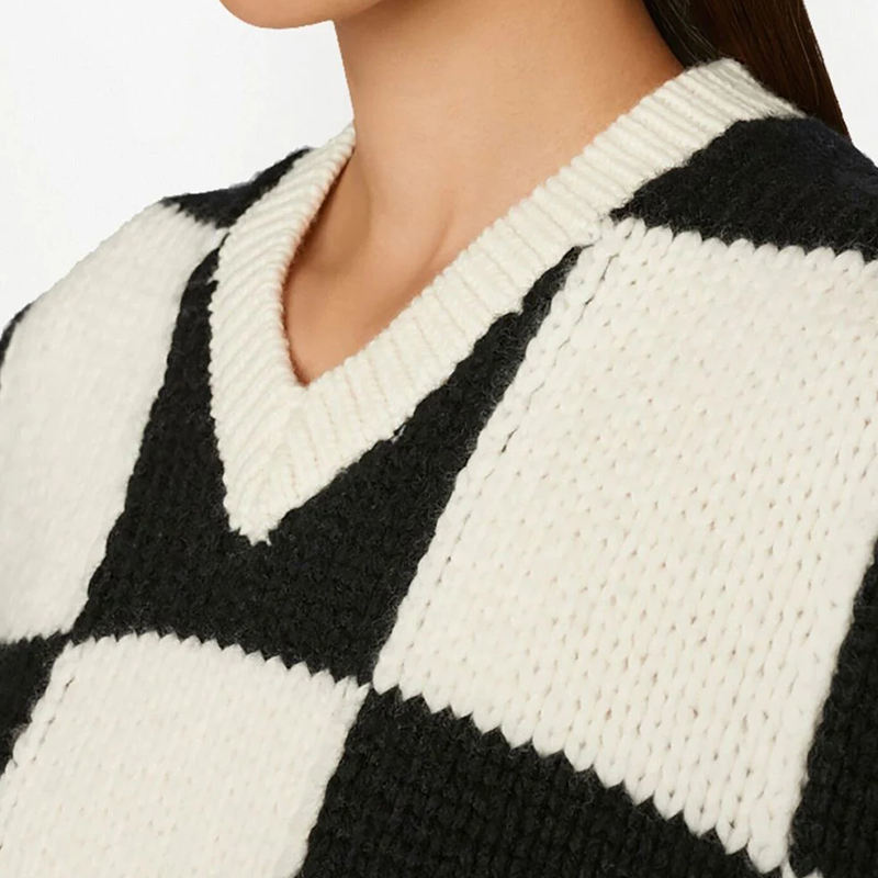 Two-Tone Merino Wool Knitted Vest Breathable Anti-Wrinkle Casual Pullover
