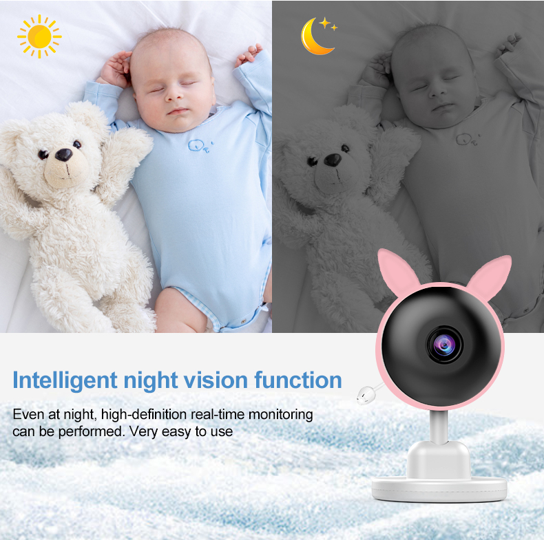 Smart Baby Pet Monitor With Camera and Audio  2.8 Inch Screen 4X Zoom Sleep Surveillance IR Night Vision Two-Way Audio(Pink)