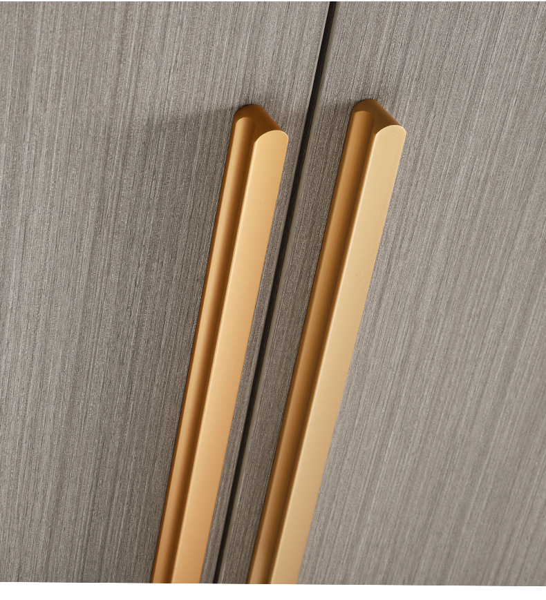 Modern Long Aluminium Alloy Door Pull Handle Golden Grey Wardrobe Handles with Screws