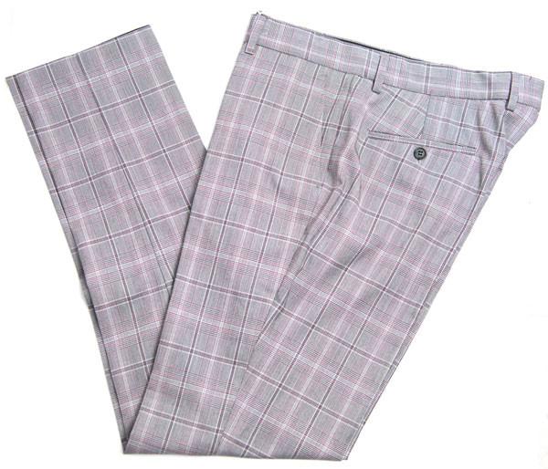 Male Custom Tailored Suits 2 Piece Light Grey Check Autumn Spring