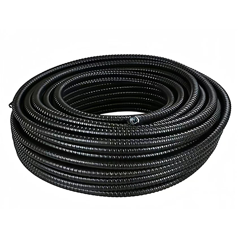 Black PVC Coated Flexible Metal Conduit Interlocked Galvanized Steel For Cable Protection