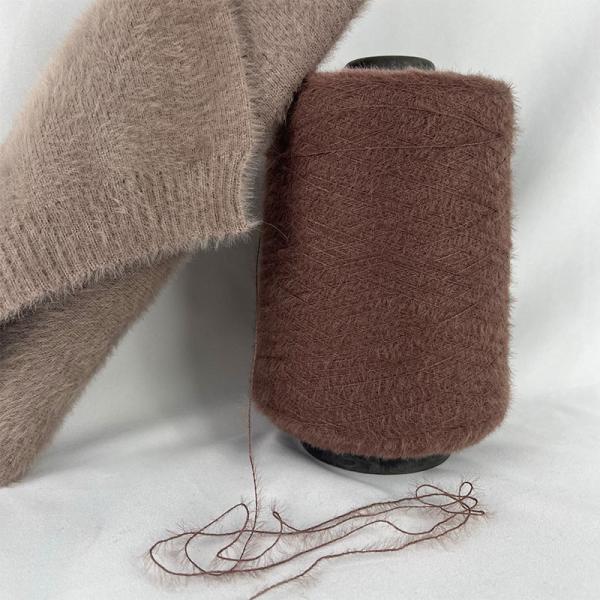1.3cm NM12 fil de cils doux rouge/brun pour tricoter un pull en laine et un cardigan