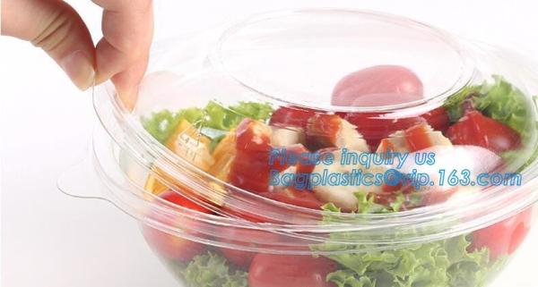 1250ml Clear Round Disposable Large PET Plastic Fruit Salad Bowl with Lid Packaging Cup,Disposable PET Plastic Salad Bow