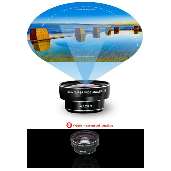 0.45X Wide Angle DSLR Camera Lens , Phone Photography Camera Telephoto Lens