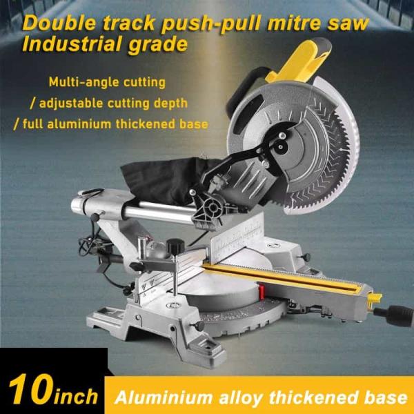Corded Dual Bevel Sliding Compound Miter Saw 10 Inch With Carbide Saw Blade
