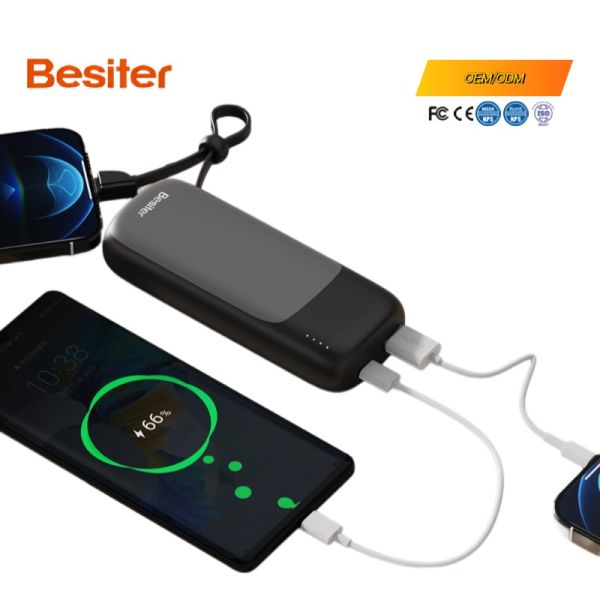 Mini Fast Charging Battery Bank with Cables 10000MAh 30W