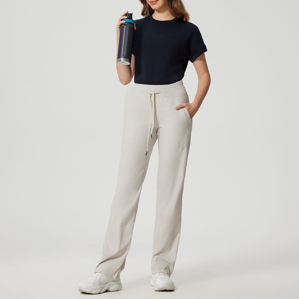 Women's Drawstring Scrub Pants Breathable Lightweight Straight for Medical Work Wear