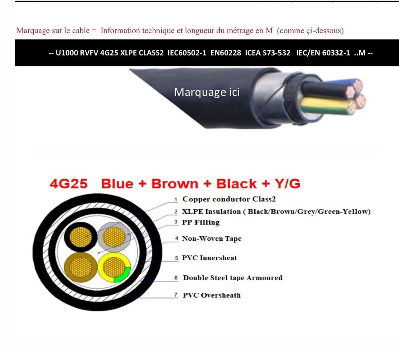 U1000 RVFV X1AV XLPE Insulated Aluminum/Steel Tape Armored Cable IEC60502-1 EN60228 ICEA S73-532IEC/EN 60332-1