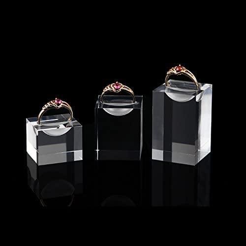 White Plexiglass Jewelry Acrylic Display Holder Clear Slotted Block Hand Ring Holder 2x1.2