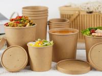 Copos biodegradáveis descartáveis Microwavable da sopa com tampas de papel
