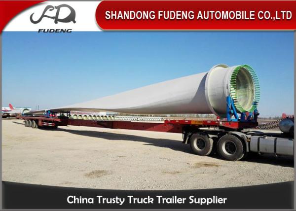 60 Ton Load Extendable Lowboy Semi Trailer , Wind Blade Transport Low Loader Trailer 