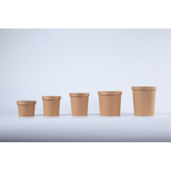 Salads Kraft Paper Soup Bowl/ Food Container With Lids Disposable Take Away Bowl