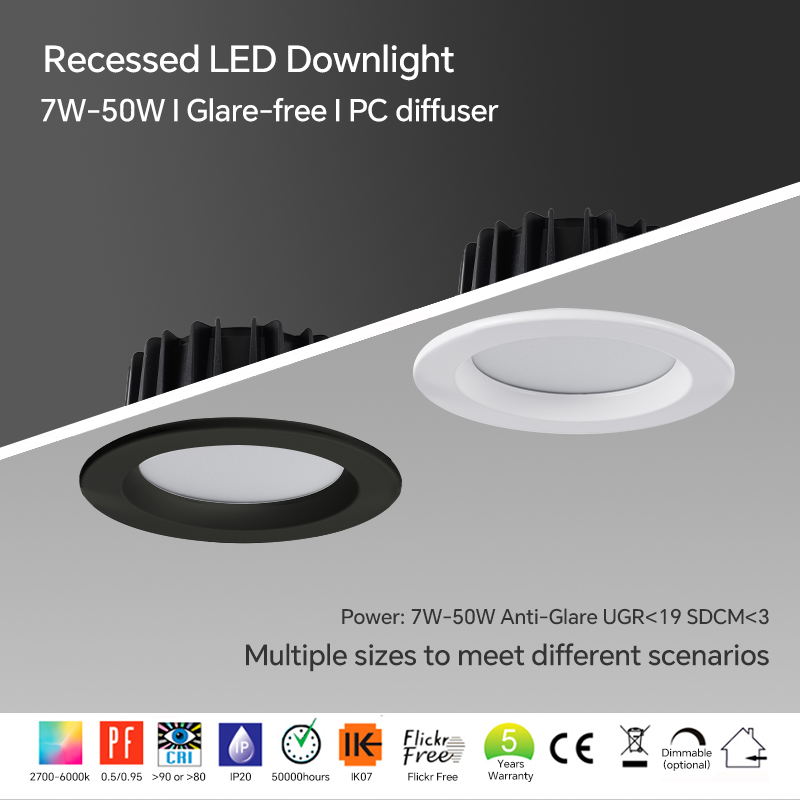 Factory price Triac 0-10 Dali Dali-2 Control COB Series LED Recessed Down Light LED Down Light LED Spot Light
