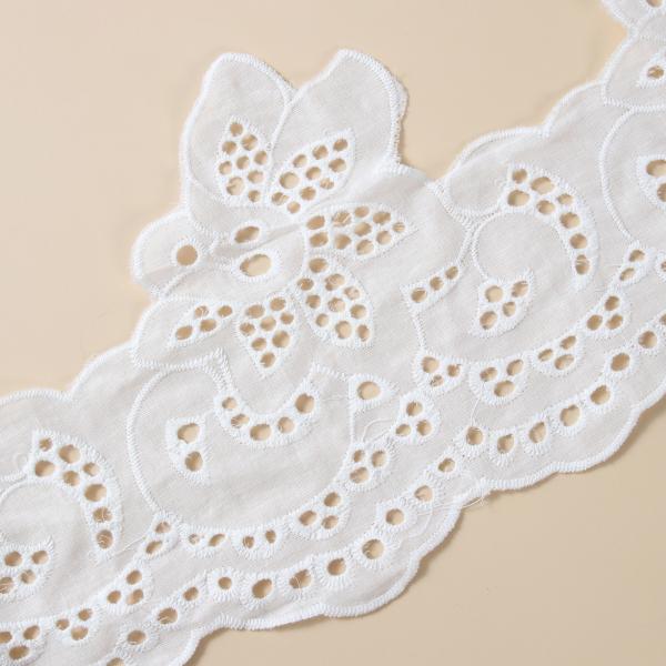Dress Embroidered Lace Fabric Polyester White Embroidery Lace Trim