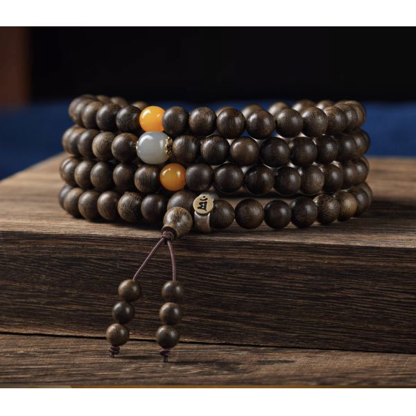 Real Agarwood Bracelet Cooked Knot Chess Nan Shaped Bucket Bead Bracelet Women'S And Men'S Underwater