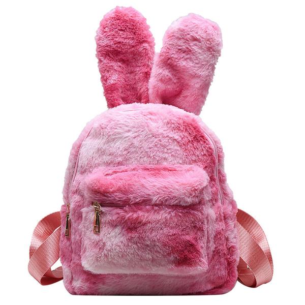 Unisex Cute Cartoon Bunny School Backpack with Zipper Closure and Bunny Cartoon Print