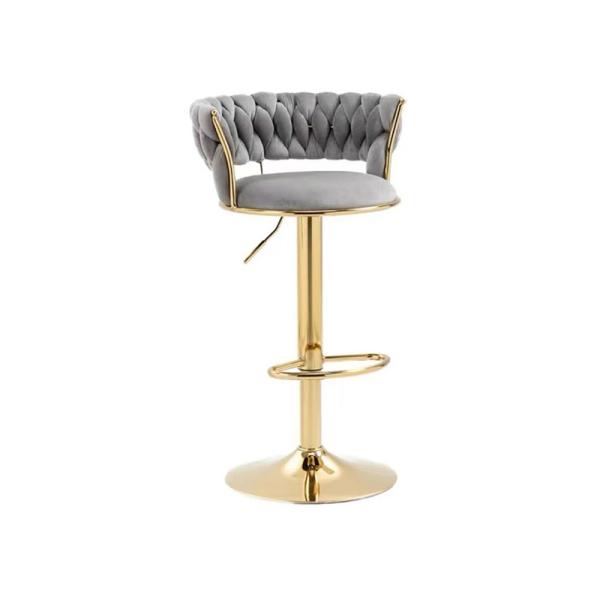 Vintage Bar Stools with Back and Footrest Counter Height Dining Chairs, Adjustable Seat Stool Small Gold Legs