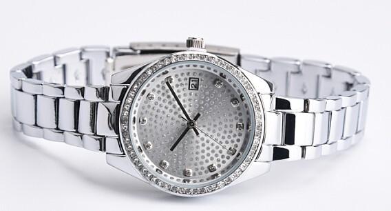 Zinc Alloy Quartz Watch Stainless Steel Strap Japan Movement Durable For Lady
