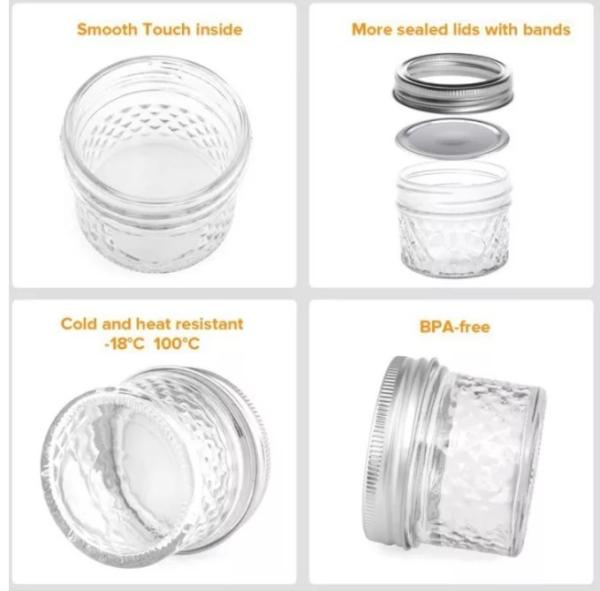 A boca larga Mini Caviar Glass Preserve Jars para o doce 100ml 40 ajusta-se