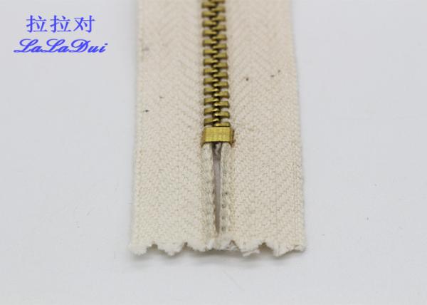 Pants White Heavy Duty Brass Zippers , Customized 6 Inch Separating Zipper
