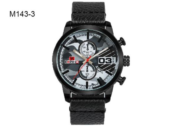 PU Leather Strap Precision Quartz Watch Brown Black Red Optional
