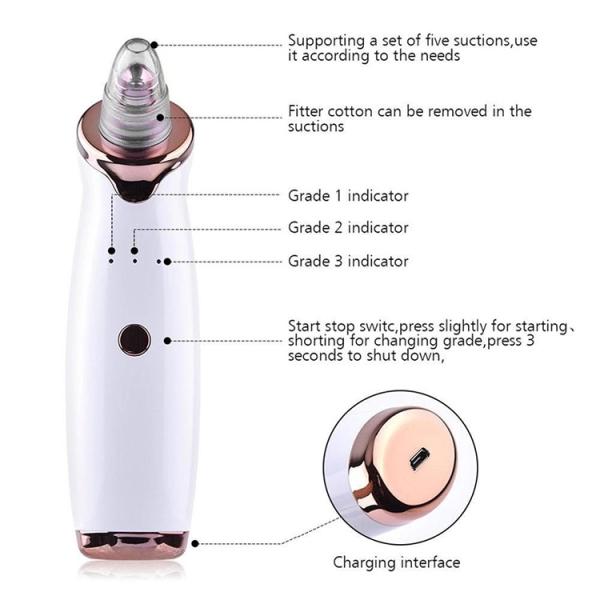 Powerful 53KPa Suction Acne Facial Pore Cleaner Comedo Suction for Smooth Complexion