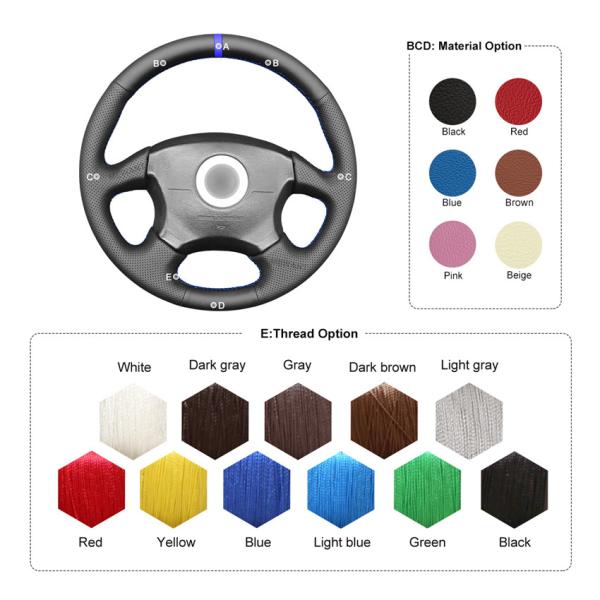 Custom Hand Sewing Genuine Leather Steering Wheel Cover for Subaru Impreza WRX STI 1998 1999 2000 2001 2002 2003