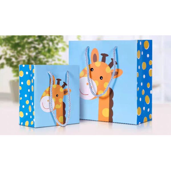 Child Animal Cartoon Cardboard Shopping Bag Birthday Gift Wrapping 150gsm