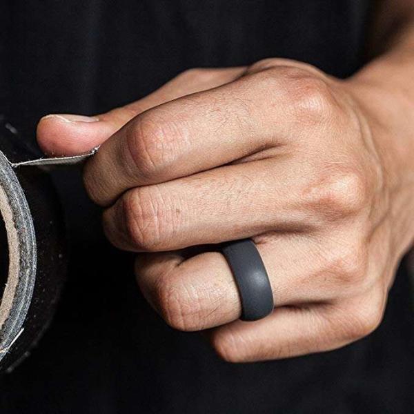 Moulding Silicone Wedding Ring for Men 8.7mm Wide Rubber Wedding Band 2.5mm Thick
