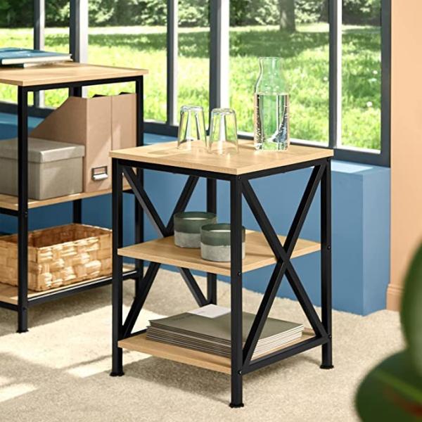 Side Table End Table Nightstand, Easy to Assemble, For Living Room Bedroom, 40x40x60cm