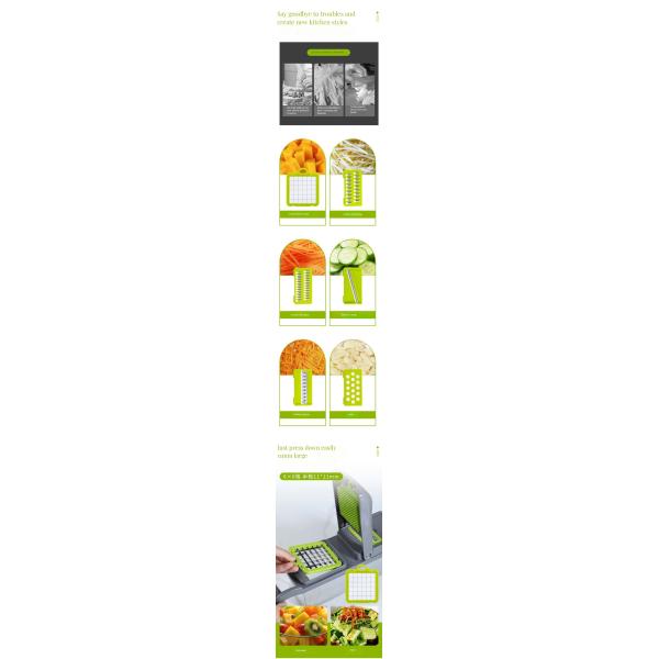 Customized Logo Multifunctional Bamboo Kitchen Vegetable Cutter Stainless Steel Dicer