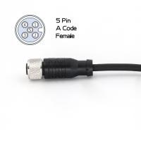 Unshielded M12 5 Pin Female Connector Pre Assembled 5M Cable IP67 Straight PVC