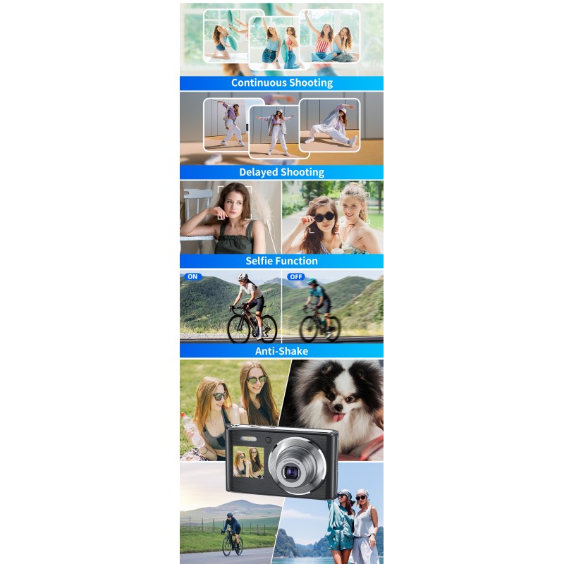 Retro 4K Video Dual Screen Mirrorless Camera 10X Optical Zoom Digital Compact Cameras with Face Priority Anti-Shake for Beginner