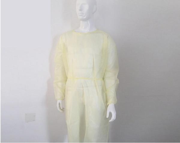 PP 18gsm Yellow Work Protection Isolation Gowns Infection Control