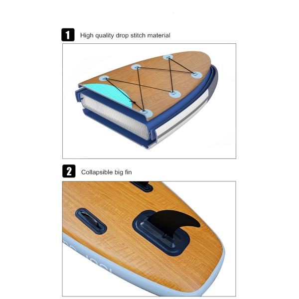 Wood Grain Sup Board Surfboard Adult Stand-Up Surfboard Water Ski Water Board Inflatable Paddle Board