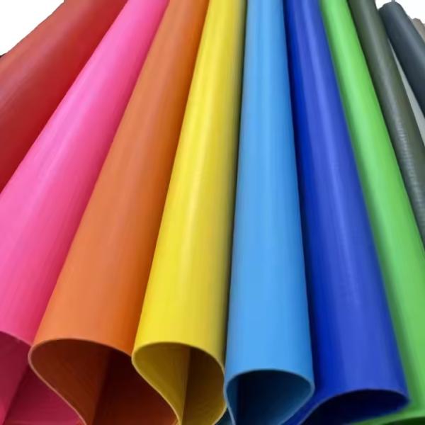 610G PVC Bag Tarpaulin Fabric Rolls 500D*500D 18*17 Different Colors China PVC Manufacture Rolls Fabrics 