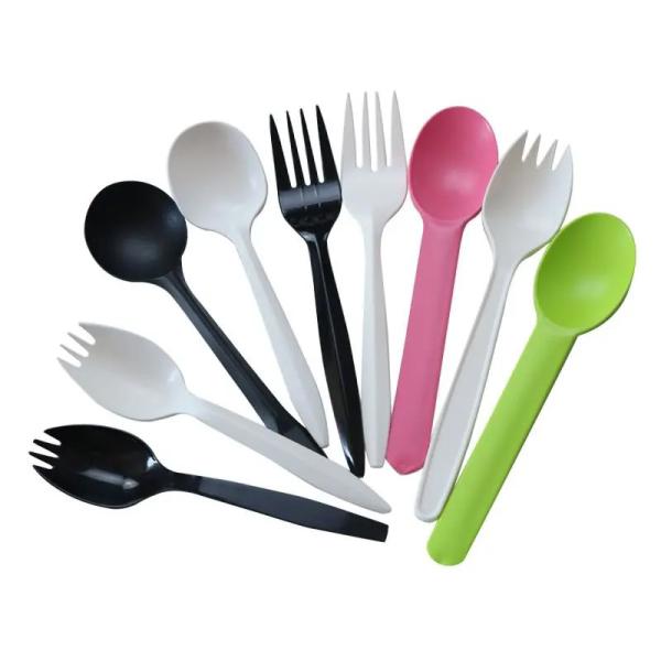 Ecofriendly PLA Disposable Tableware Fork Spoon And Knife Set Compostable Cutlery