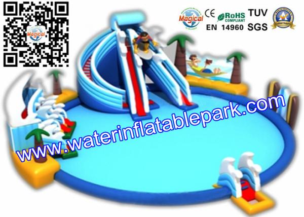 Inflatable Giant  Water Park Double  Slide For Kids , Resorts With Water Slides