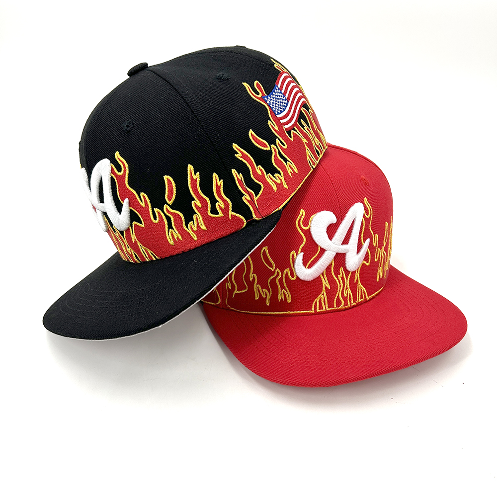 Flat Brim 3D Embroidery Snapback Hats Custom Logo Sports Men Women Adjustable Baseball Cap