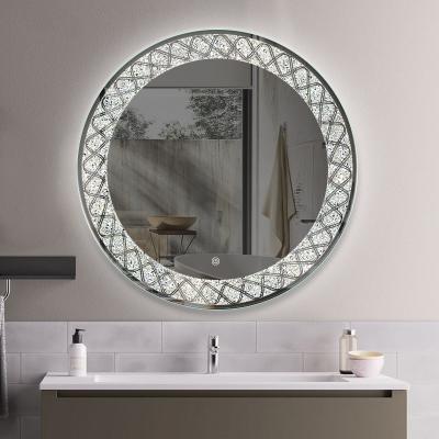 Ronde salle de bains intelligente miroir LED anti brouillard salle de bains miroir de grossisseur 12V tension