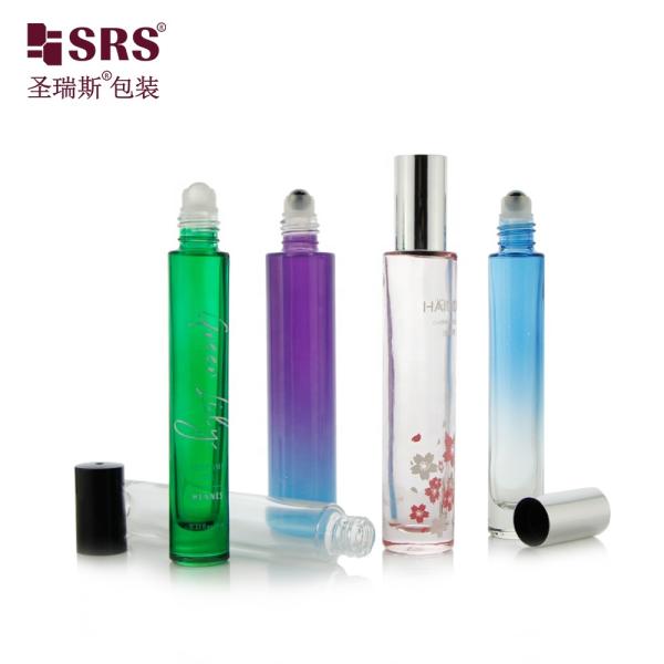 10ml 15ml Slim Round Cylinder Heavy Wall Thick Bottom Customized Glass Roll On Roller Bottle for Essential Oil and Perfume