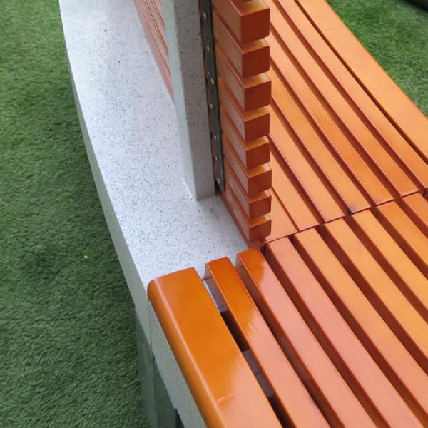 Banc en bois de pierre de jardin réglé avec la vente en gros du bois de banc de jardin en pierre en gros de banc en bois en métal de jambe de pierre de dossier