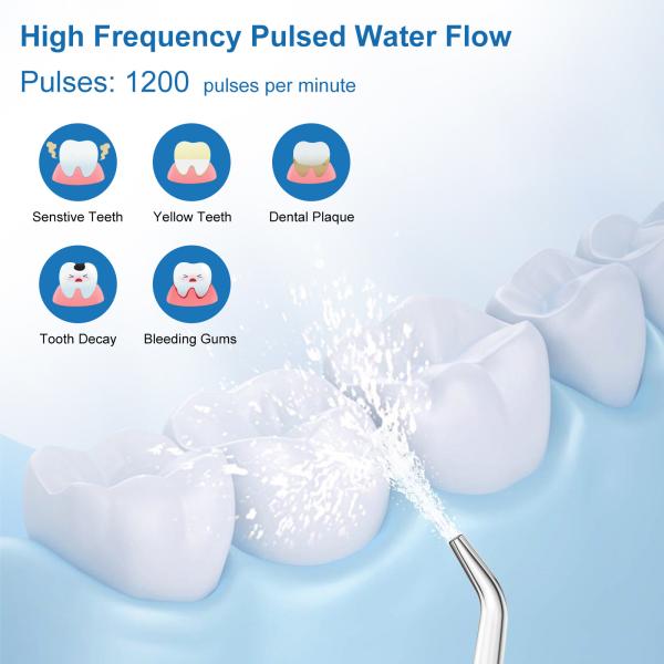 Tooth Cleaning Ultrasonic Oral Teeth Cleaner Water Flosser Irrigator Ipx7 Waterproof